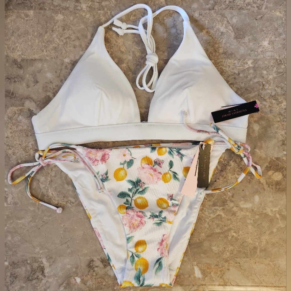 S/S VS Swim Halter Side Tie Cheeky Bikini Set Tropical Island Getaway